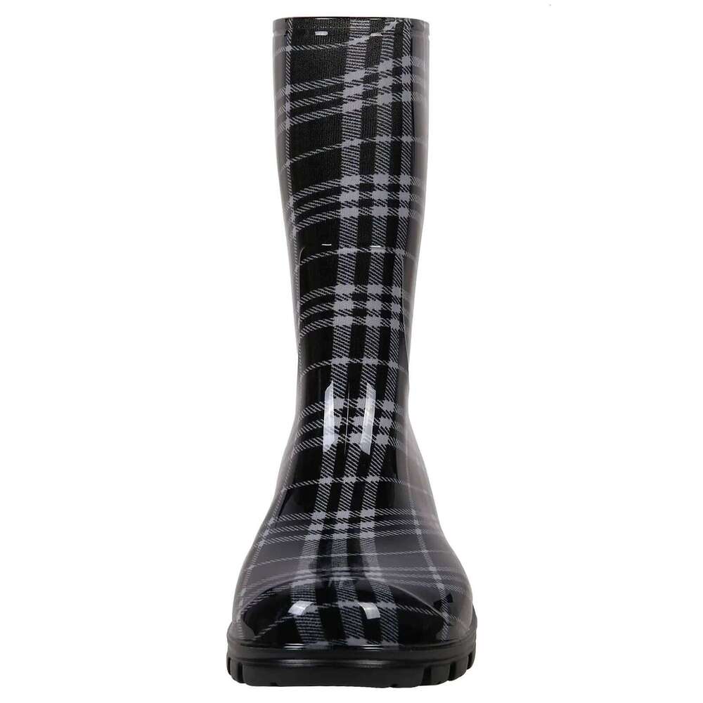 Litfun Waterproof New Rubber Printed Pull On Mid Calf Comfortable Non-slip Outdoor Women's Rain Boots