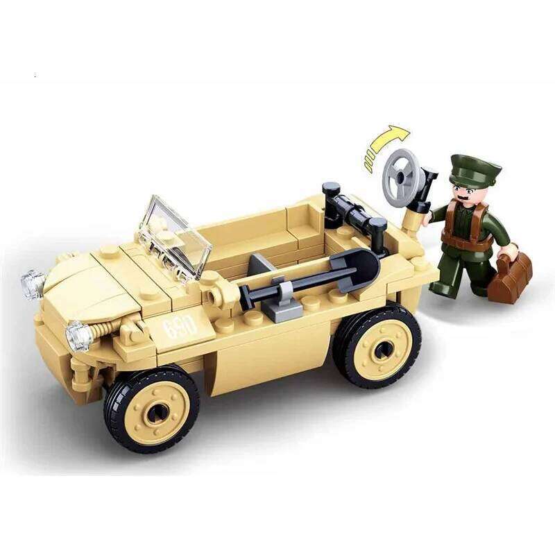103PCS Military WW2 Amphibious Car Model Bricks Army Soilder Figures Building Blocks Sets Educational DIY Toys For Kids Gifts Z260305