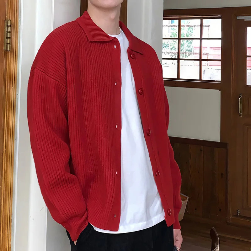 Men Fashion Daily Outerwears Cardigan Fall Winter Korean Casual Long Sleeve Sweater Baggy ThickenThermalKnitted Sweaters Male 260306