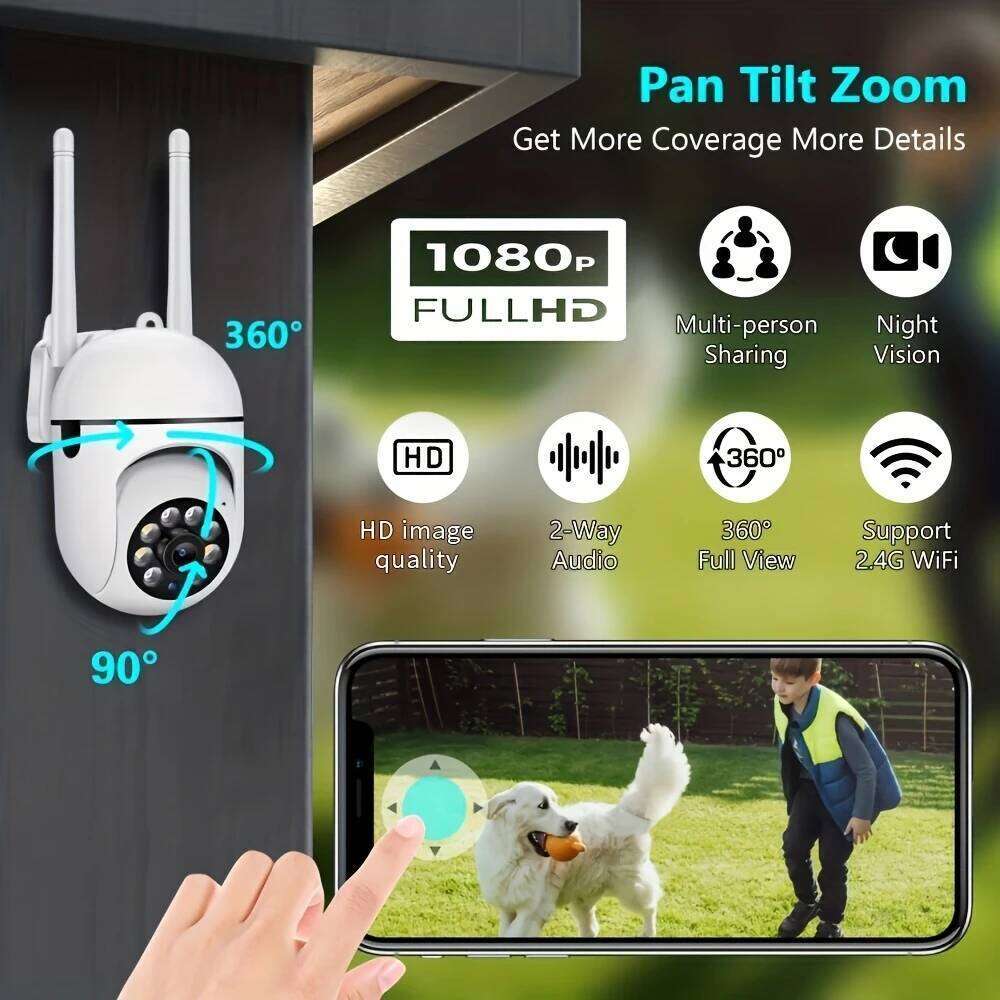 Ease Life App 1080P WiFi Bulb Surveillance Camera Color Night Vision Motion Tracking Indoor Outdoor Security Y108-Black 26W0306