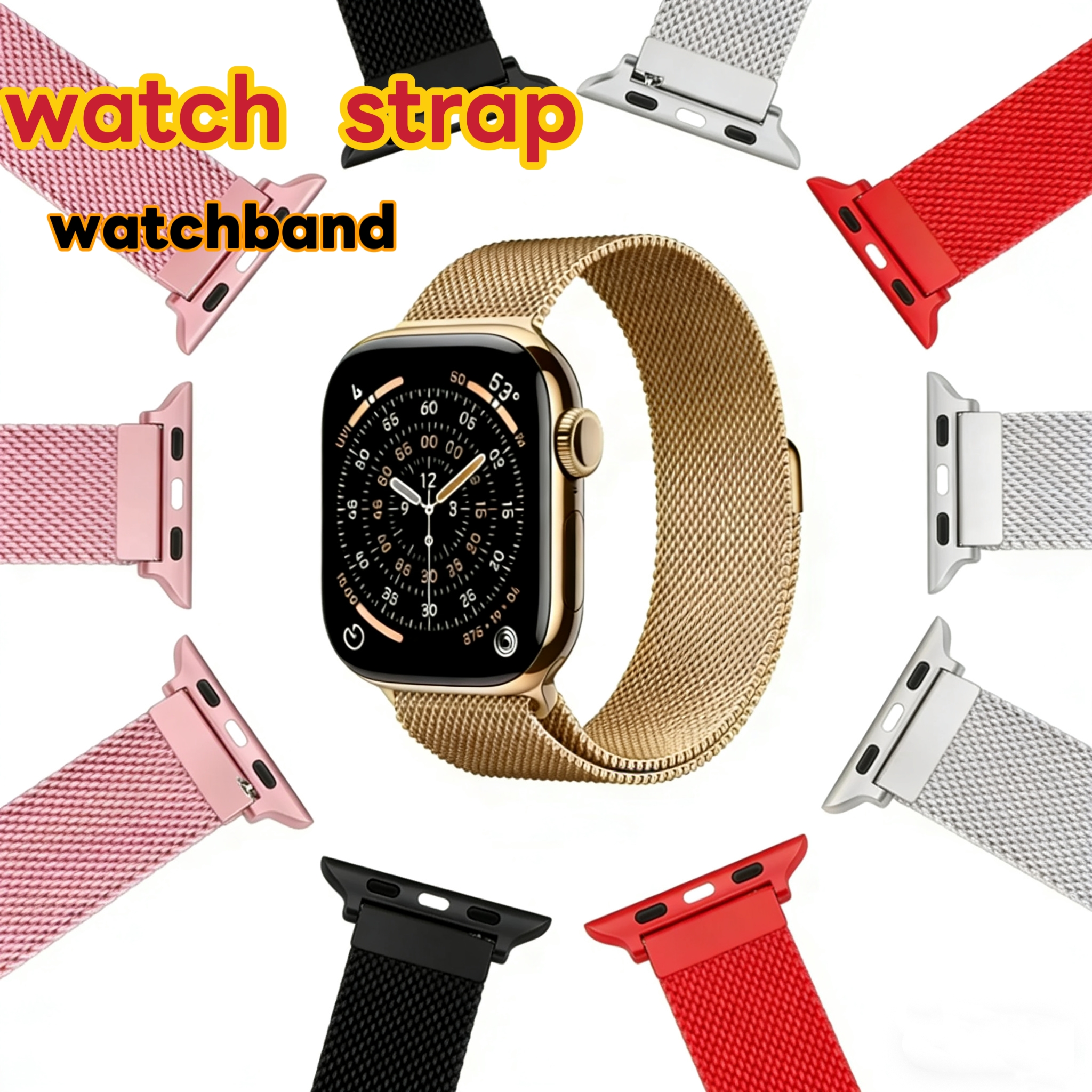 iWatch 11 watch band compatible with Apple watch bands, two semi-circular tail magnetic Milanese steel band.