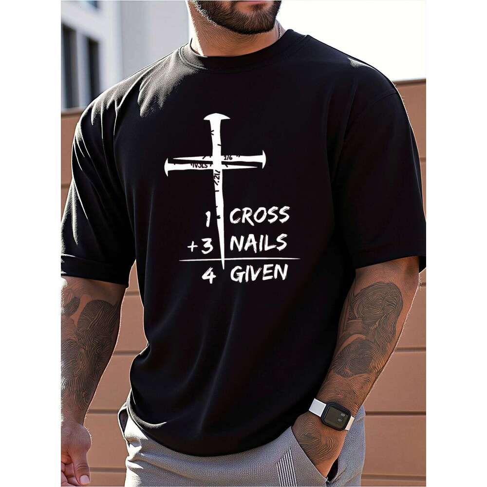 T Shirt For Man 100% Cotton Summer Christian Faith Graphic Casual Slim Fit Round Neck Short Sleeved T-shirt Top