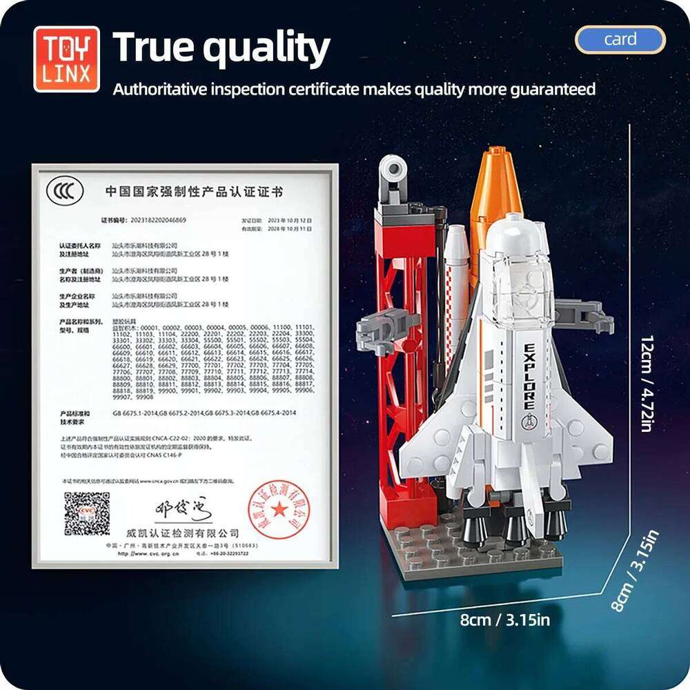TOYLINX 115PCS Launch Spaceship Shuttle Building Blocks Set Exploration Construction Rocket Toy Bricks Space for Boys Girl Z260305