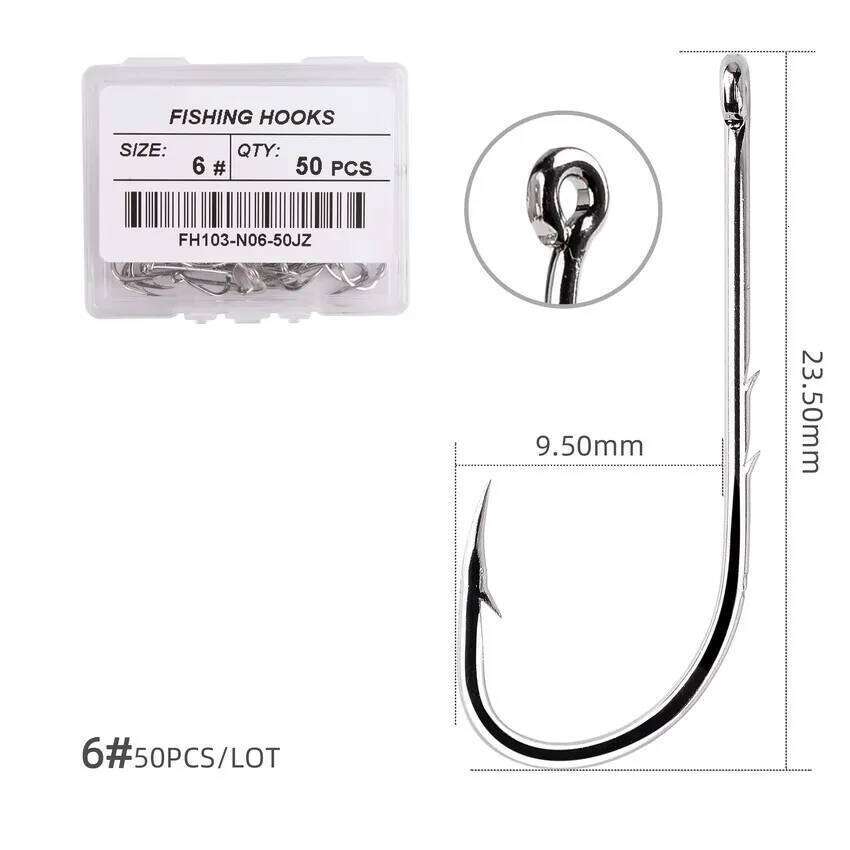 50pcs/box Long Shank 1#-12# High Carbon Steel Fishing Hooks Set Sharp Barbed Offset Narrow Bait Hook Fishhook Y260305
