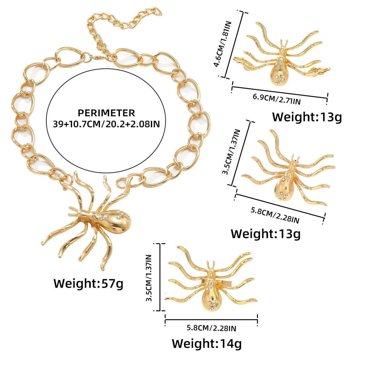 Exaggerated Metal Spider Animal Ring for Women European American Personality Unique Vintage Jewelry Party Accessories 260302