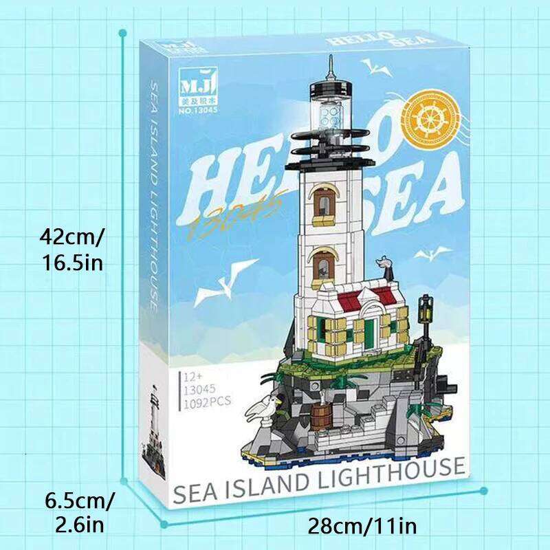 1092PCS Electric Building Blocks Fisherman's Hut Glowing Lighthouse Assembly Bricks Desktop Ornaments Kids Toys Gifts Z260305