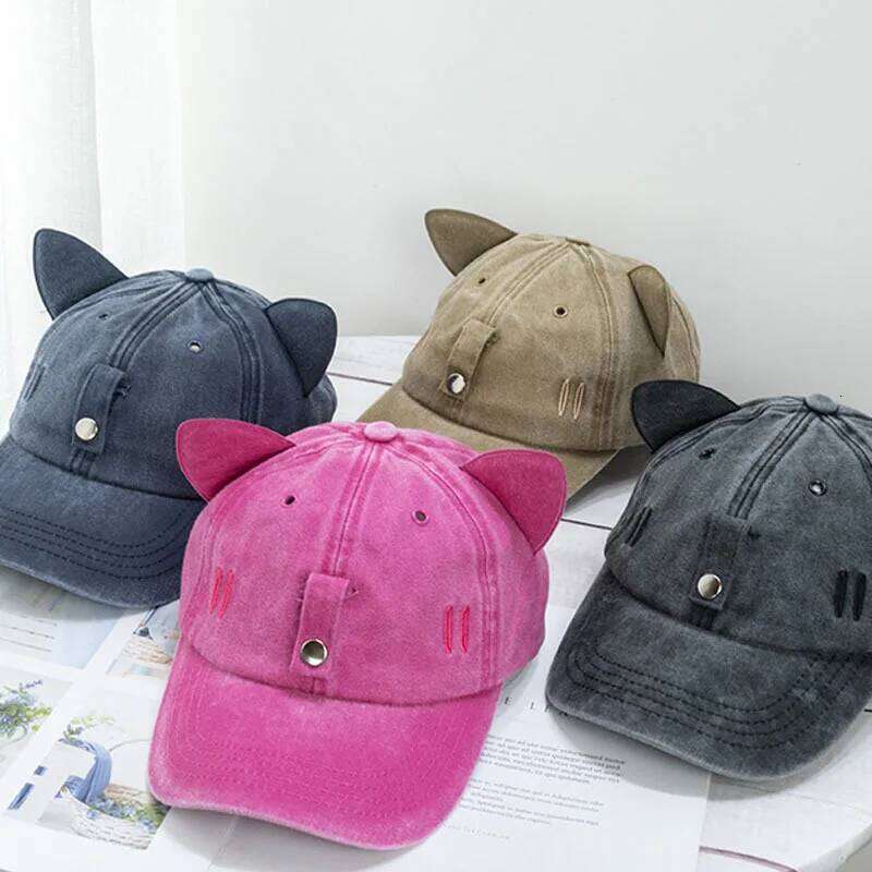 New Cat Ears Sunglasses Baseball Cap Y2K Cotton Washed Pilot Snapback Caps Gorras Women And Men Outdoor Sunshade Sun Hats Unisex Y260304