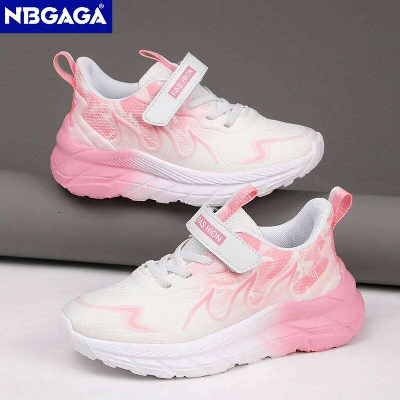 Girls Casual Lightweight Breathable Sneakers Pink Kids Non-slip Sports Running Shoes Outdoor Children Tennis Hook & Loop 26Y0304