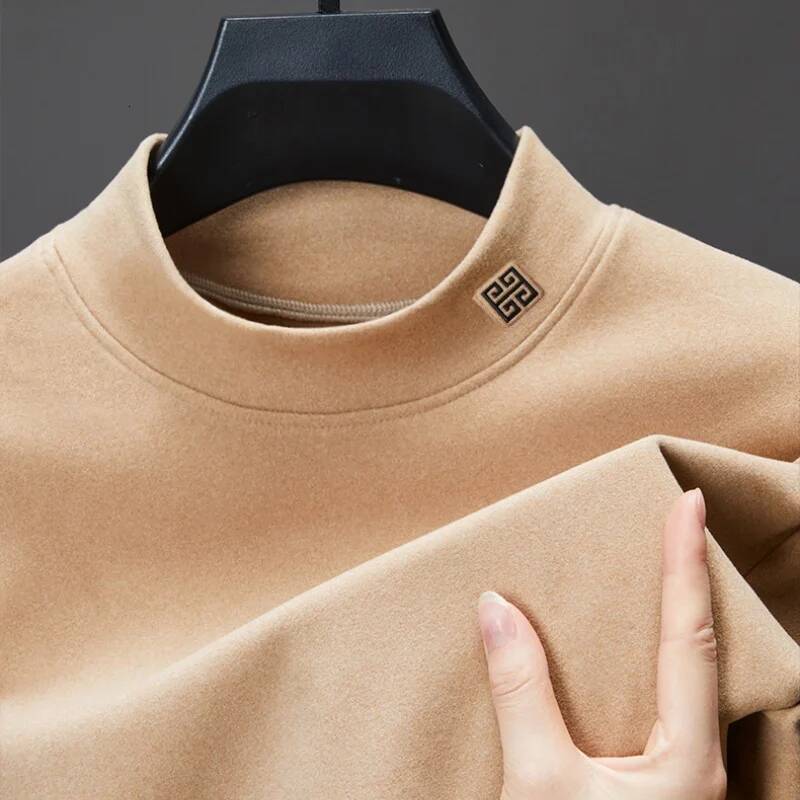 Hot Selling High-Quality Men's Double-Sided Velvet Sweatshirt O-Neck Elastic Soft Print Base Autumn Winter Versatile Menswear