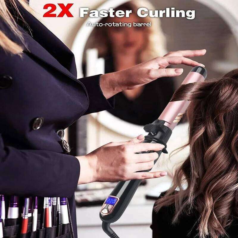 Automatic 1.1inches Rotating Iron with LED Display Fast Heating Curling Wand Hair Curler for Home&Travel Use 26Y0306
