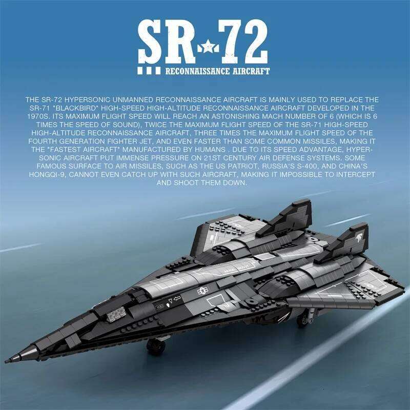2071pcs SR-72 Large Blackbird Reconnaissance Aircraft Building Block Model Small Particle Space Shuttle Collection Toy Boys Gift Z260306