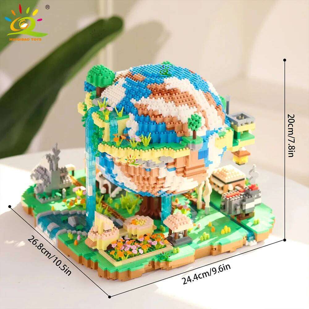 HUIQIBAO 5452PCS MOC The Earth Village Model Micro Building Blocks Architecture Style Brick for Kid Children Construction Toys Z260306