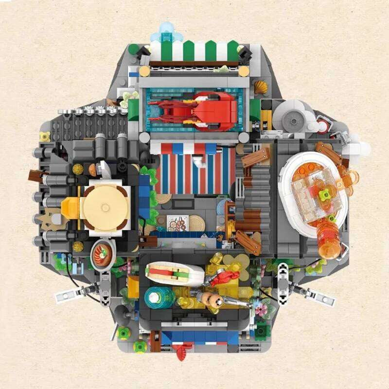 Loz Mini Hong Kong House Building Block Chinese Style Sausage Noodle Store Sea Fish Food Bricks Sets Kids Toys Adult Z260305