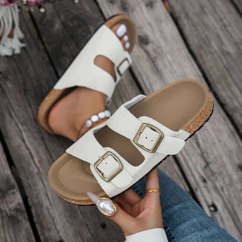 2026 New Summer Fashion Buckle Breathable Slippers Outdoor Casual Flip Flops Designer Women Shoes