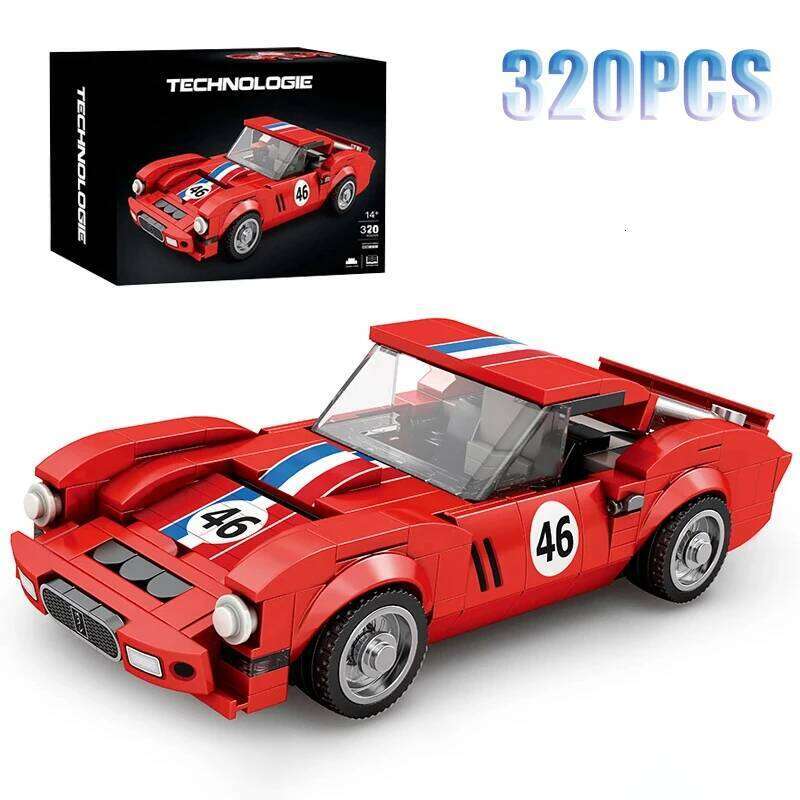 320PCS Red Sport Building Block Creative City Vehicle Diy Car Model Bricks Desktop Decoration Toys For Kids Holiday Gifts Z260306