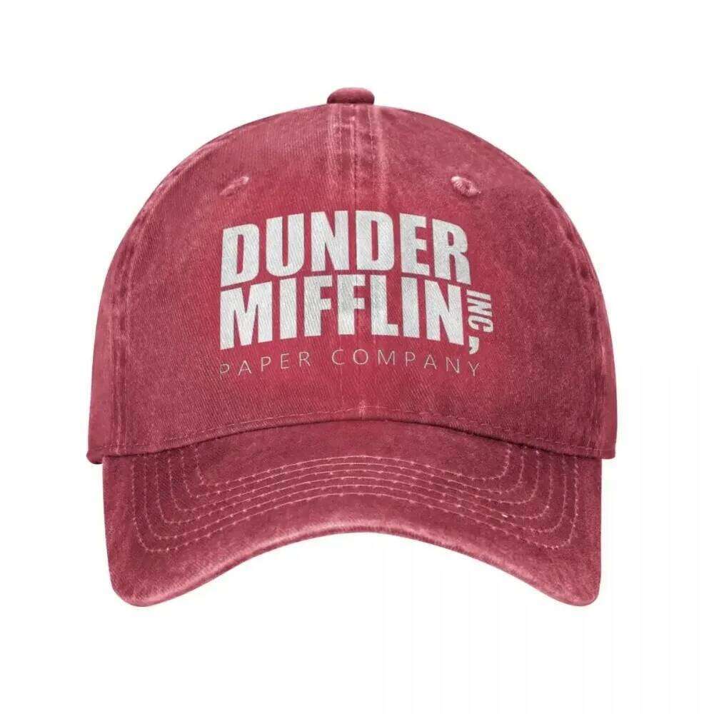 Classic Dunder Mifflin Logo Baseball Caps Men Women Distressed Denim Washed Sun The Office Travel Adjustable Hats Cap Y260304