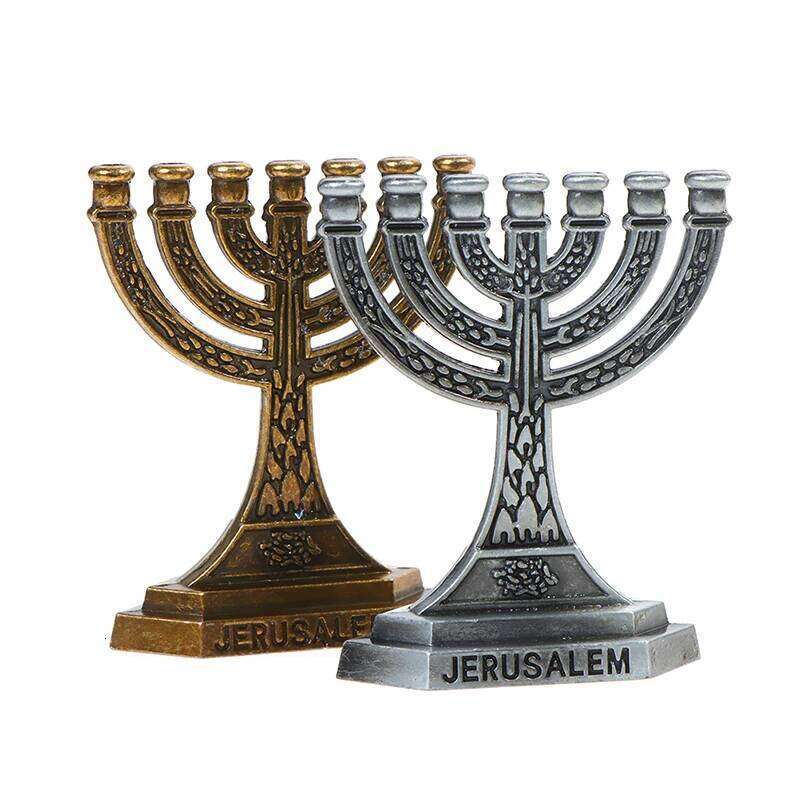 1pc Jerusalem 7 Branch Judaica Small Candlestick Menorah Home Decor Jewish Candle Holder Religious Holy Grail Ornament XJ260305