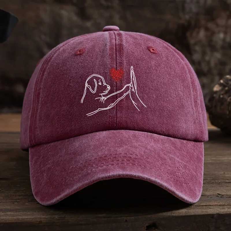 Dog Love High Five Printed Baseball Hat American Retro Duck Tongue Hat Outdoor Mens and Womens Hats S260306