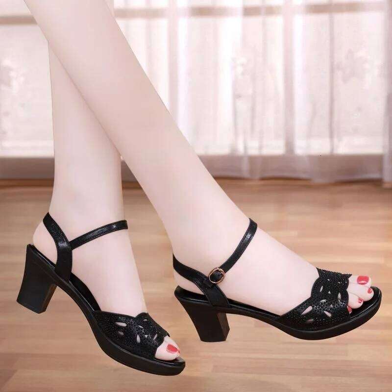 Black High Sandals, Buckle Block Heel Platform Pumps, Gothic Punk Party Shoes - Perfect for Prom & Clubbing