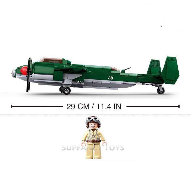 Sluban 311Pcs WWII Air Force TU-2 Medium Bomber Military Aircraft Model Educational Toy for Children Z260305