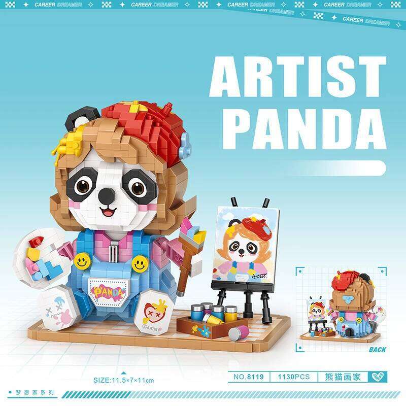 Mini Cartoon Doll Animal Model Micro Drill Assembled Cat Building Blocks Children's Educational Toy Gift Z260306