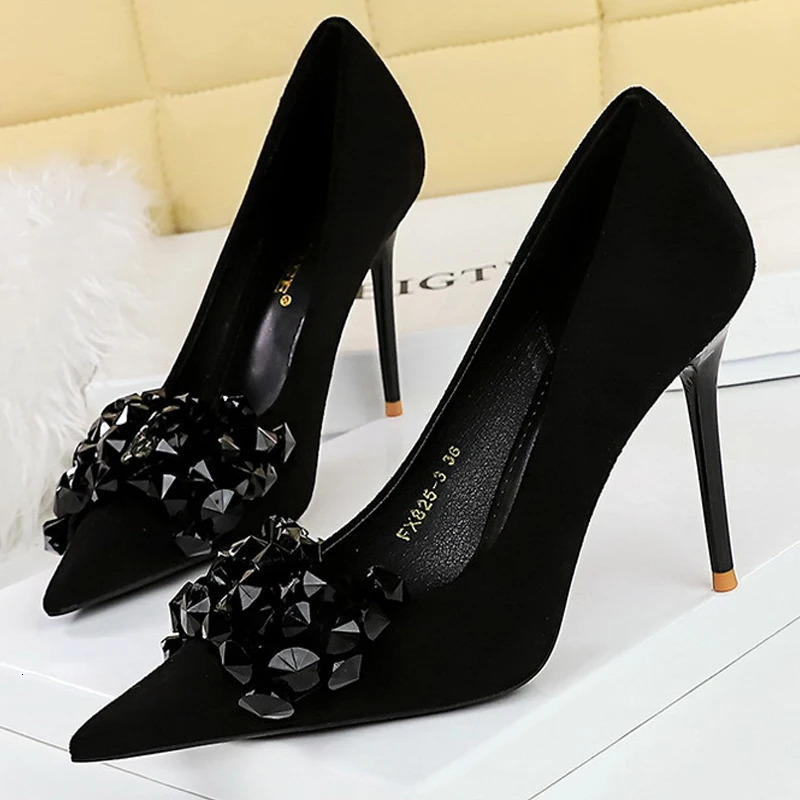 BIGTREE Shoes 2026 Rhinestone Women Pumps Bowknot High Heels Gemstone Banquet Shoes Stilettos Heels 9 Cm Ladies Shoes 260306