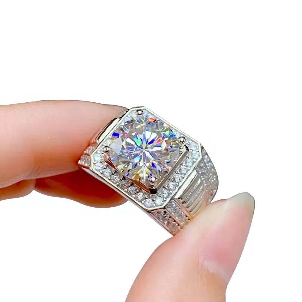 GRA Certified High-quality 925 Silver 5Ct Mens Moissanite Diamond Engagement and Wedding Engagement Moissanite Mens Ring