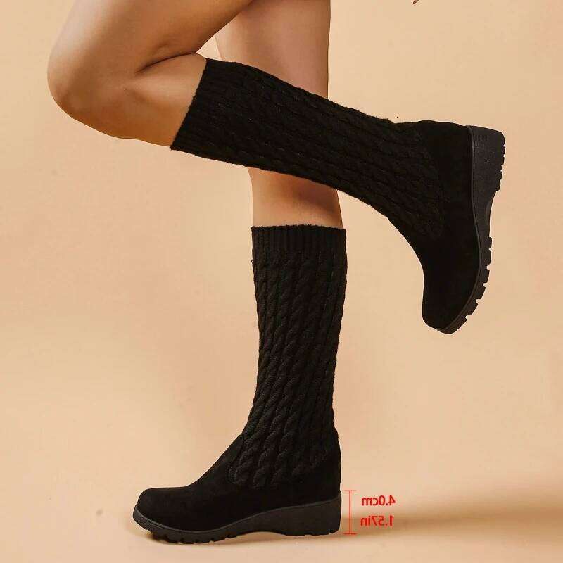 2025 Spring Autumn New Women's Knee length Fashion Sleeve style Retro Leisure High rise Socks and Boots