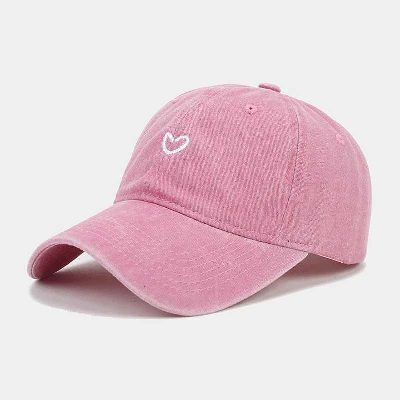 Hat New For Women Men Washed Cotton Baseball Cap Soft Top Embroidered Love Retro Simple Snapback Outdoor Hats S260306