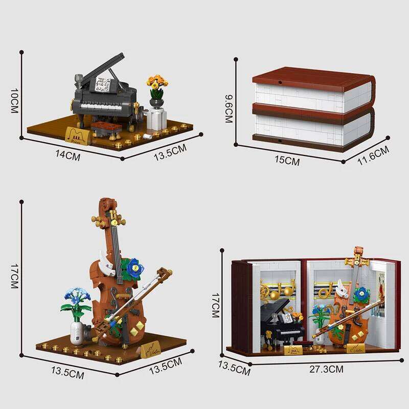 1520PCS 3-IN-1 Piano violin Musical Instrument Bookend Building Blocks Model Creative Bricks Toy for Chridren Birthday Kids Gift Z260306