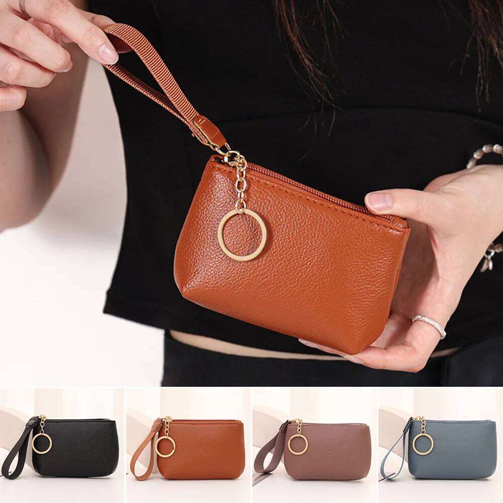 Durable Multifunctional Wallet Zipper Solid Color Purse PU Leather Clutch Bags C260304