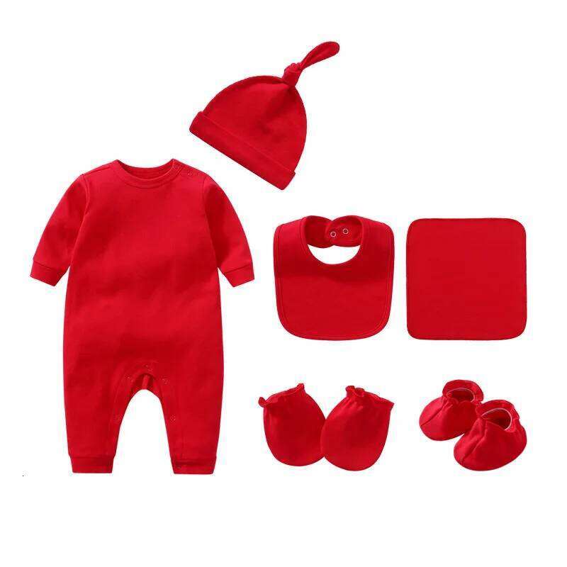 Clothing Boys Girls 6Pcs/Sets Romper Suitable for Newborns Aged 0-3 Months Solid Color 100% Cotton Jumpsuit Baby Set Z260306