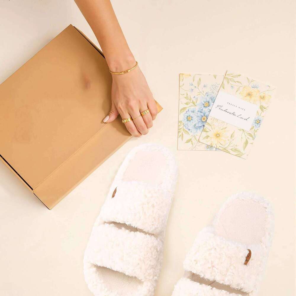 Litfun Winter Fluffy Anti-slip Open-toe Soft Sole Indoor Slides Furry Warm Cozy Bedroom Women's Slippers