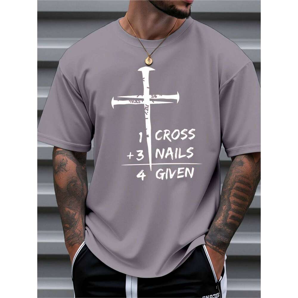 T Shirt For Man 100% Cotton Summer Christian Faith Graphic Casual Slim Fit Round Neck Short Sleeved T-shirt Top