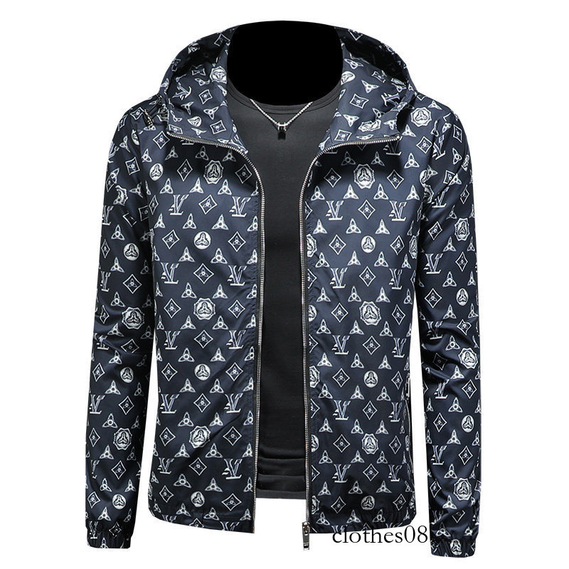 European Collection 2026 Spring New Men's Printed Hooded Jacket, Large Size, High-Quality Slim Fit Trendy Outerwear