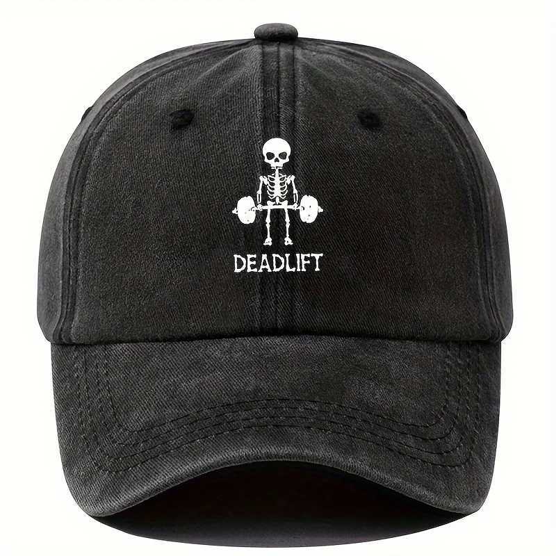 Retro style adjustable baseball cap with cool skull print suitable for outdoor sports and travel fitness and running S260306
