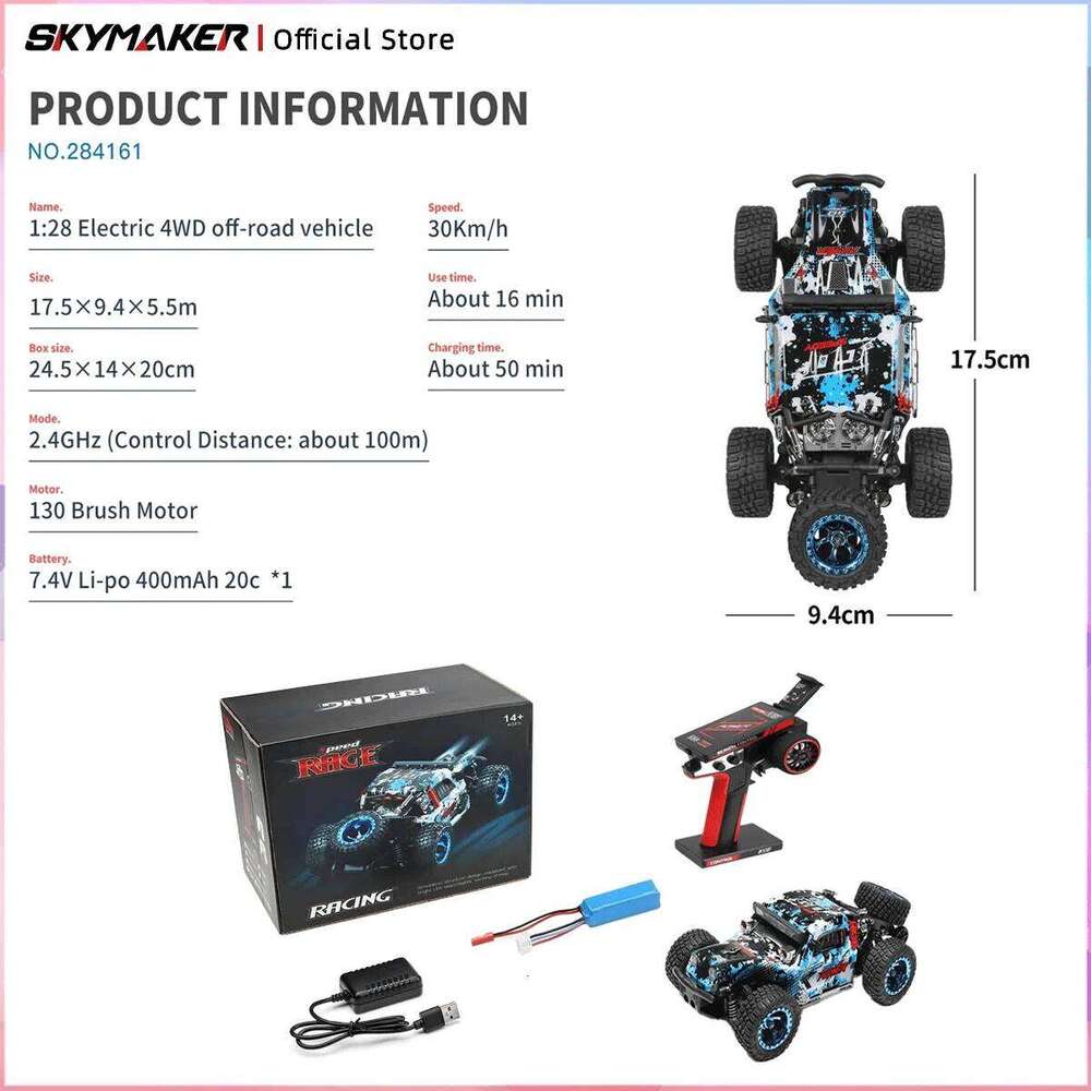WLtoys RC 284161 1:28 Racing Mini 2.4G 30KM/H 4WD Electric High Speed Remote Control Drift Car 1/28 Toys for Children Gifts C260305