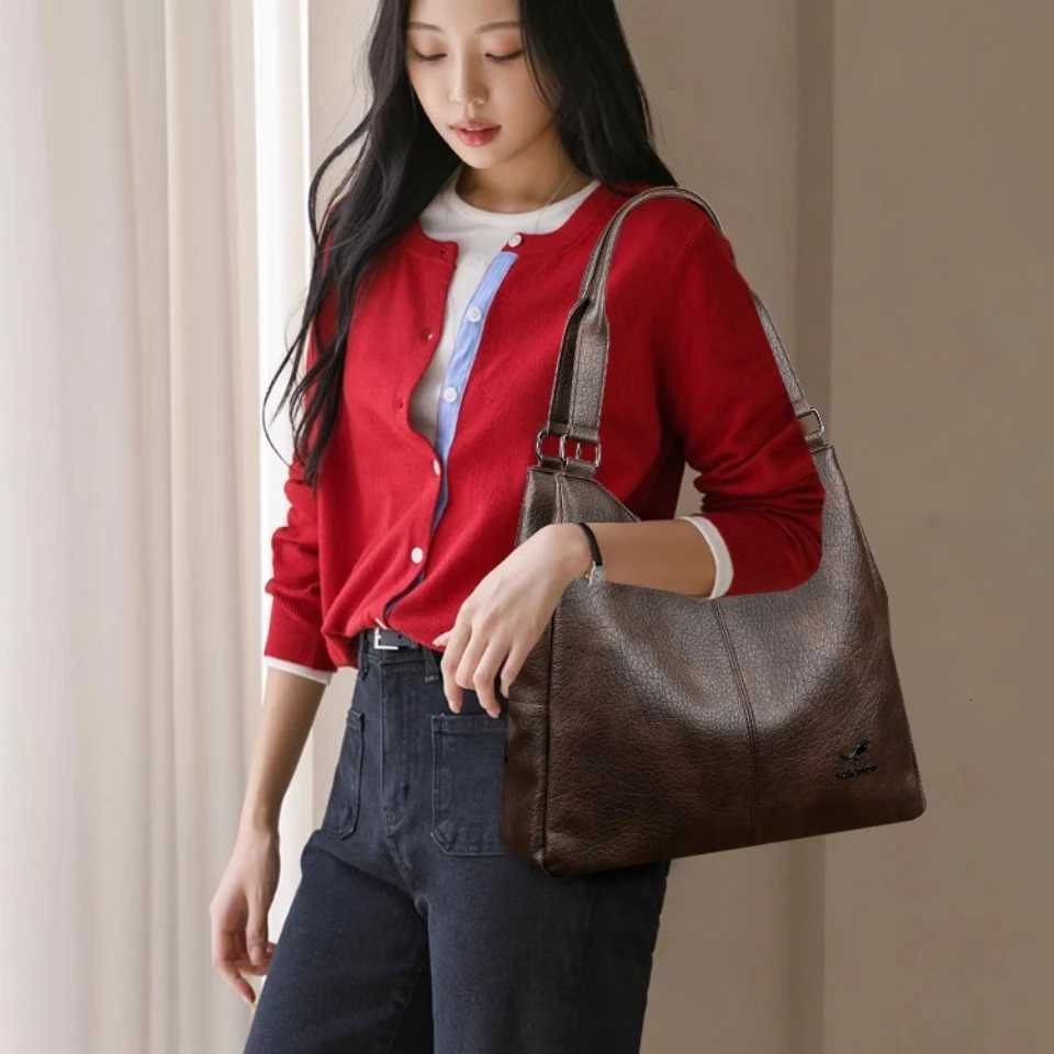 Three Layers Genuine Tote Bag Handbags for Women Mom Shoulder Hand Bag Designer Top Quality Soft Pu Leather Sac New H260306