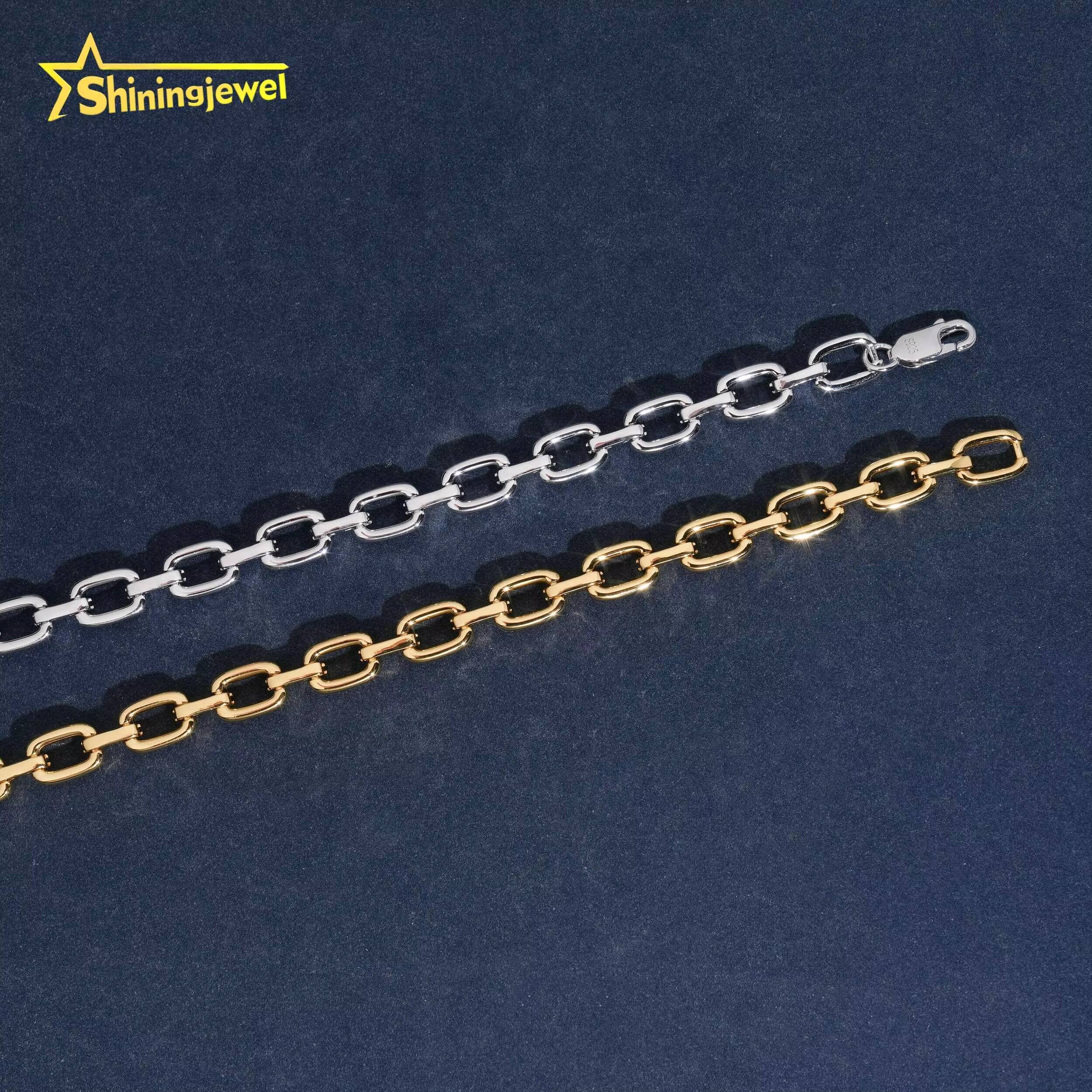 Hot Sale Moissanite Jewelry Sterling 925 Silver 7mm Iced Out Bracelet Link Chain VVS D Moissanite Hip Hop Jewelry Cuban Bracelet