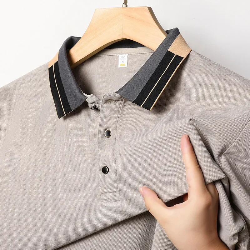 Mens Business Casual Short Sleeved Shirt Solid Color Polo Shirt Fashionable Breathable Comfortable Versatile Top 260304