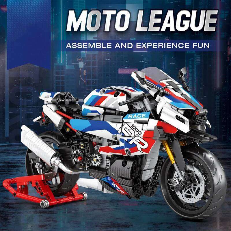 949PCS Super Motorcycle Building Blocks With Parking Rack Racing Model Bricks Desktop Display Ornaments Children's DIY Toy Gifts Z260305