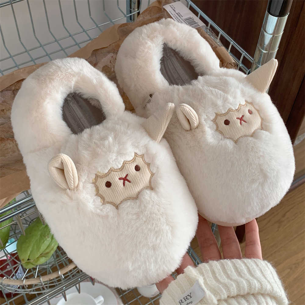 Bedroom warm cotton slippers all inclusive heel soft soled moon shoes womens new winter cartoon small sheep thick soled plush shoes S260305