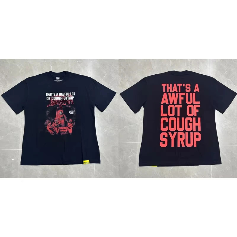 Streetwear Thats A Awful Lot of Cough Syrup Short-sleeved Shirt Mens Retro Hip-hop Pattern Printed COUGH SYRUP T-shirt 260304