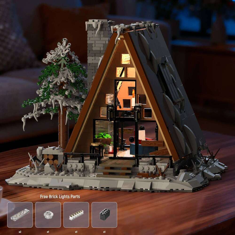 1508PCS A Type Snow House Building Blocks Pine Tree Cabin Model Bricks Winter Holiday Desktop Decoration Kids DIY Toys Gifts Z260305