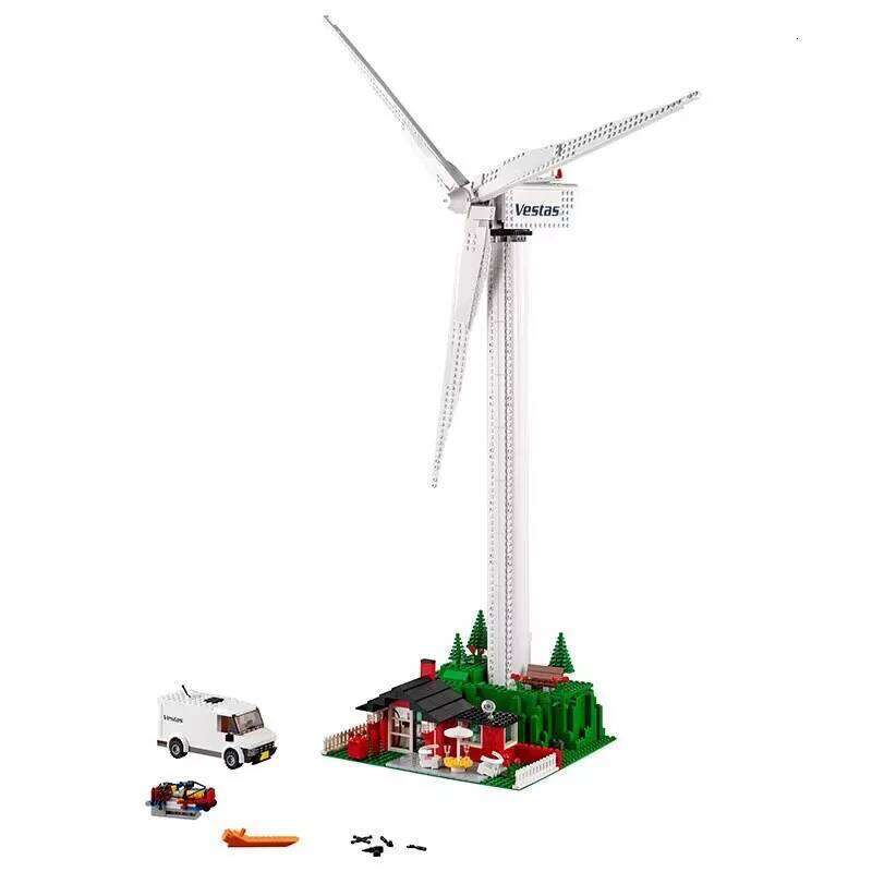 844PCS creative series Vestas wind turbine building blocks electric windmill generator model toys Christmas and New Year gifts Z260305