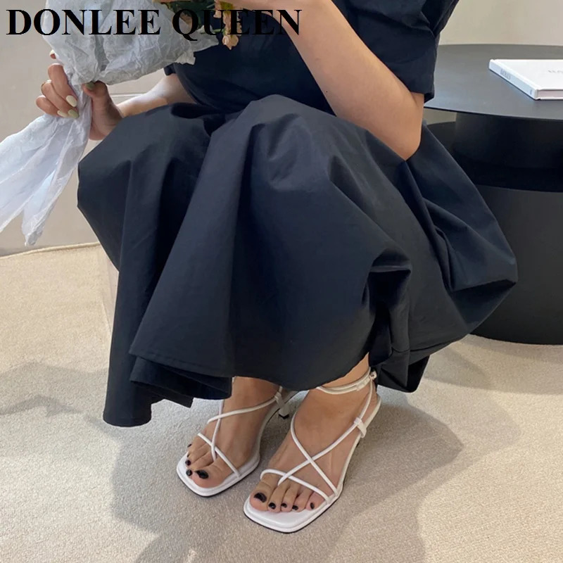 2026 Summer Women Sandals Narrow Band Gladiator Sandal Elegant High Heel Shoes Party Wedding Buckle Strap Sandalias De Mujer 260306