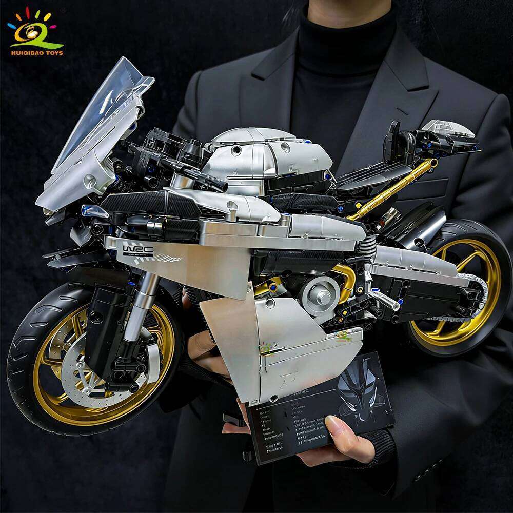 HUIQIBAO MOC 1641PCS 1:5 motorcycle Model Building Blocks Technical Motorbike Bricks Toy for Adult Moto Collection Ornaments Z260306