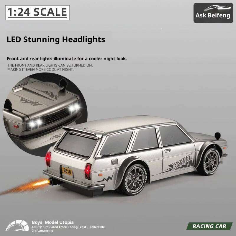 1/24 Simulation RC Drift Racing Car 4WD High Speed with Light 2.4G Radio Controlled Vehicle Model Race Competition Toy for Boys C260305