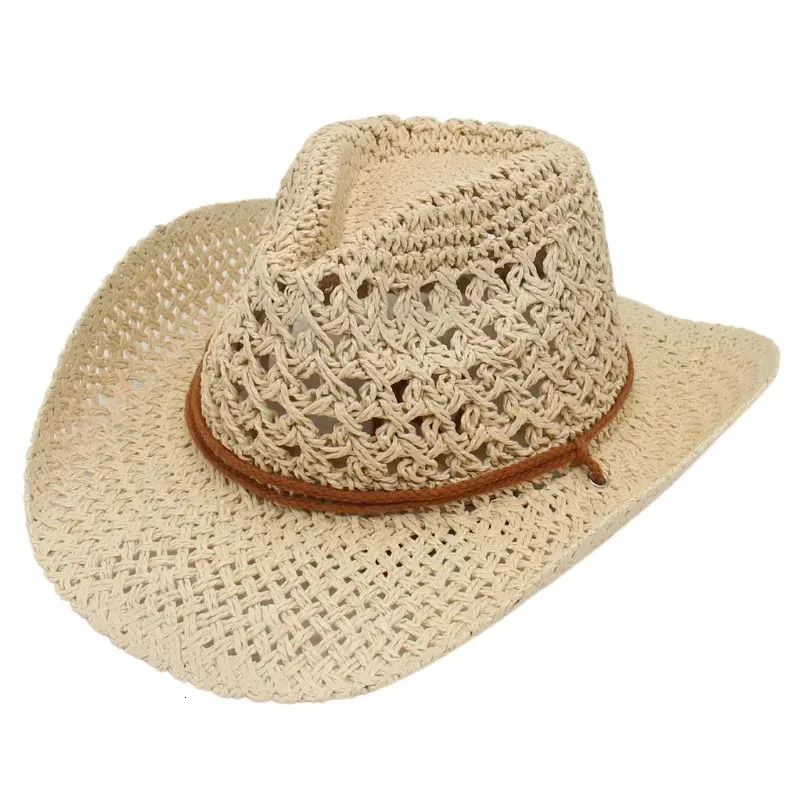 Vintage Western Cowboy Sun Hat Men Women Straw Hat Outdoor Travel Ethnic Style Gift UV Protection Cap Chapeau Beach Hat 260228