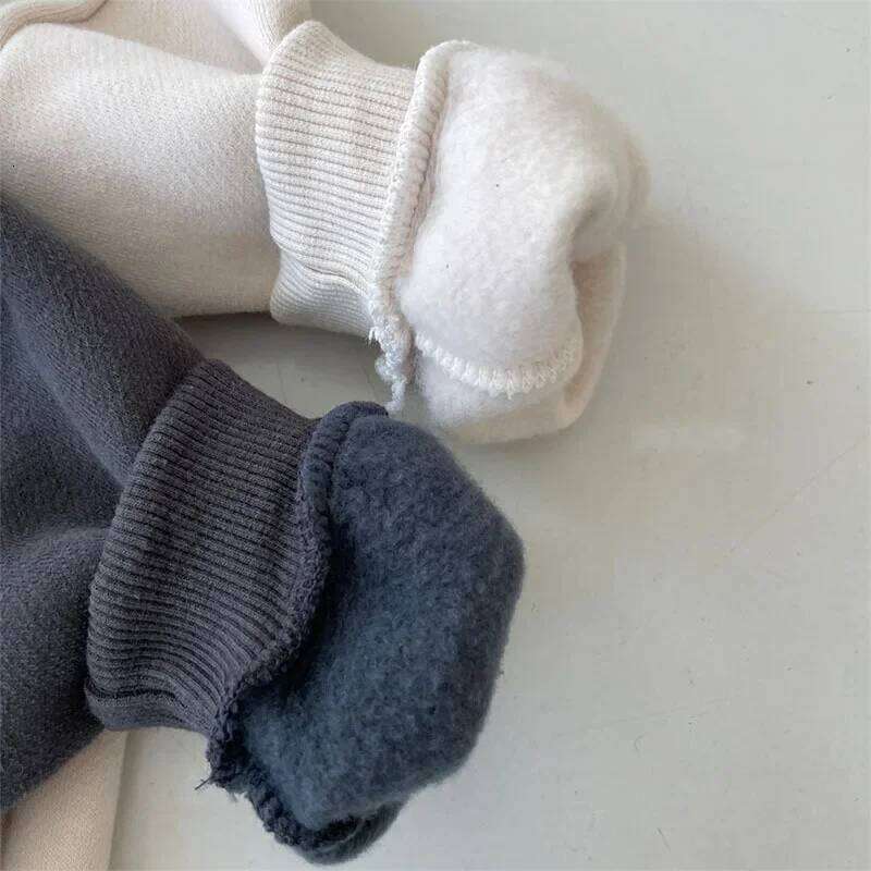 4248D Newborn Jumpsuit Autumn Winter Plus Velvet Boy's One Piece Thick Warm Simple Casual Girl's Climbing Clothes Z260306
